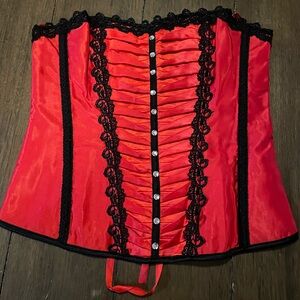 Red Lace-Trim Corset Bustier